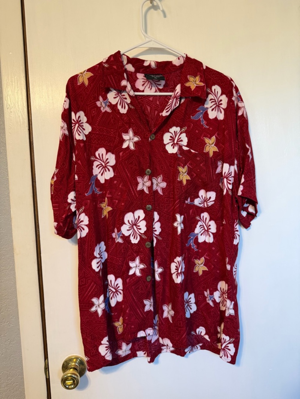 Men's Red Floral Camp Shirt - Hawaiian Style